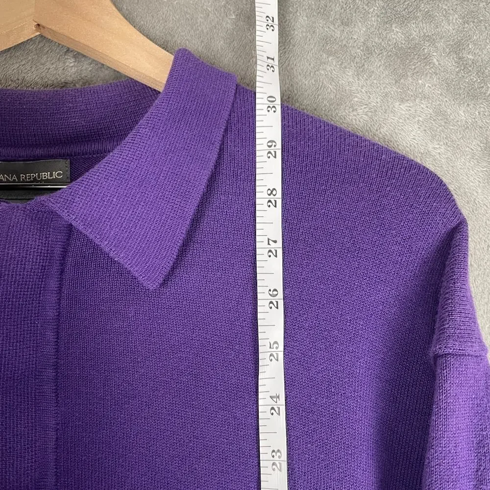 Banana Republic Purple Knit Polo Sweater Men’s XL Vintage Y2K Minimal Classic